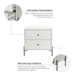 Mesa de Cabeceira Luna 2 Gavetas - 8