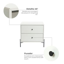 Mesa de Cabeceira Luna 2 Gavetas - 7