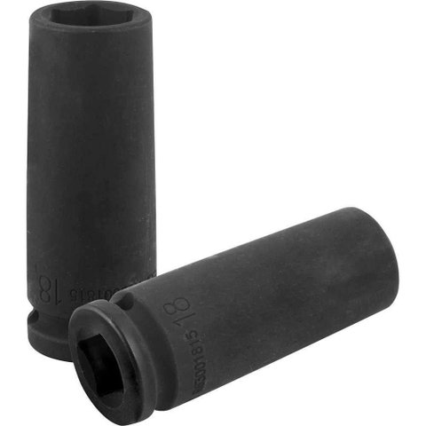 Soquete Sextavado Longo de Impacto 18mm Encaixe 1-2 Aço Cromo Molibdênio Gedore