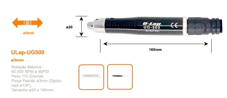 Buril / Micro-Retífica Alto Torque 60.000 RPM UG-500 - 3