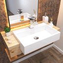 Ver imagem 1 de Kit 2 Cubas de Semi Encaixe para Banheiro XRT550 Retangular Compace Branco