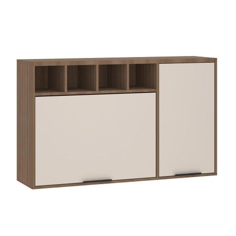 Armário Aéreo de Cozinha 120cm 2 Portas com Nichos Aspen Luciane Móveis Vanilla/beige