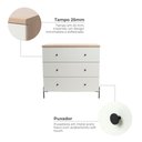 Ver mais imagens de Cômoda para Quarto 3 Gavetas 90cm com Pés em Aço Carbono Ilium Marrom/Itapuã