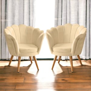 Kit 2 Poltrona Pétala para Sala Quarto Escritório Decoração:bege