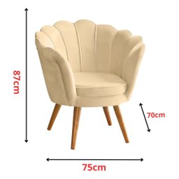 Kit 2 Poltrona Pétala para Sala Quarto Escritório Decoração:bege - 6