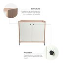 Ver mais imagens de Aparador Buffet para Sala de Jantar 92cm 2 Portas Pés em Aço Carbono Linus