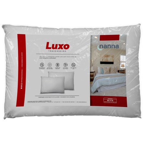 Travesseiro Nanna Luxo 50x70cm Percal 180 Fios Fibra Siliconada – Antialérgico e Confortável