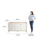 Ver imagem 5 de Aparador Buffet para Sala de Jantar 136cm 2 Portas 3 Gavetas Pés em Aço Carbono Linus