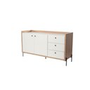 Ver imagem 3 de Aparador Buffet para Sala de Jantar 136cm 2 Portas 3 Gavetas Pés em Aço Carbono Linus Marrom/Itapuã