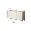 Ver imagem 4 de Aparador Buffet para Sala de Jantar 136cm 2 Portas 3 Gavetas Pés em Aço Carbono Linus Marrom/Itapuã