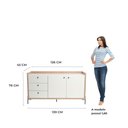 Ver imagem 5 de Aparador Buffet para Sala de Jantar 136cm 2 Portas 3 Gavetas Pés em Aço Carbono Linus Marrom/Itapuã