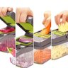 Conjunto Cortador Ralador Manual Multifuncional Cozinha 16 Pecas Cinza Verde - 3