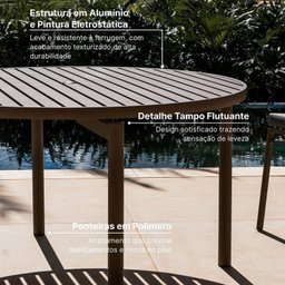 Conjunto Jardim e Varanda 1 Mesa Redonda 130cm 4 Cadeiras sem Braços Refúgio Cabecasa Madeiramadeira - 5