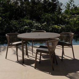Conjunto Jardim e Varanda 1 Mesa Redonda 130cm 4 Cadeiras sem Braços Refúgio Cabecasa Madeiramadeira - 1