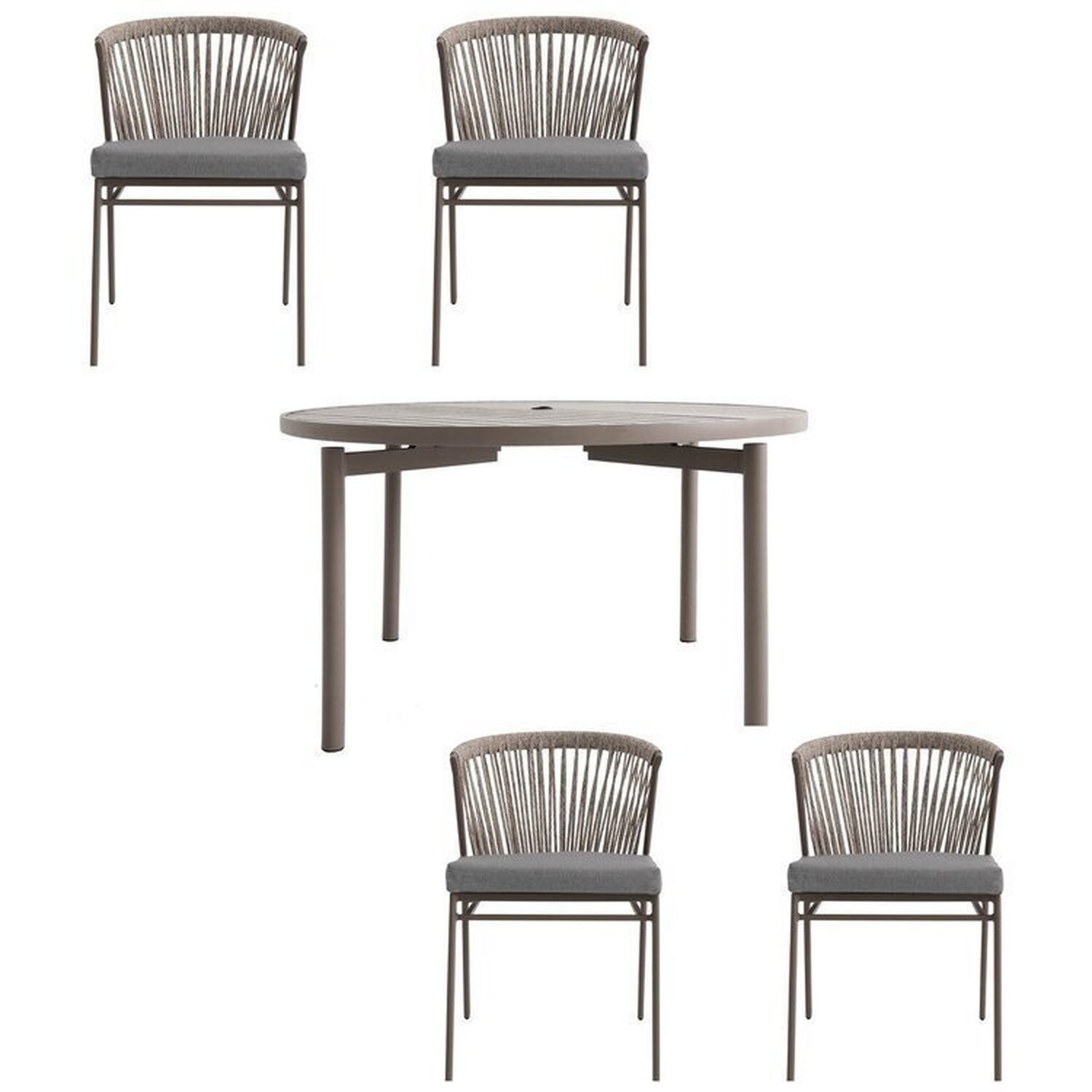 Conjunto Jardim e Varanda 1 Mesa Redonda 130cm 4 Cadeiras sem Braços Refúgio Cabecasa Madeiramadeira - 9