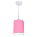 Ver imagem 4 de Kit/2 Lustre Pendente Cilíndrico Md-4012 Cúpula em Tecido 18x25cm Rosa Bebê - Bivolt