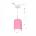 Ver imagem 3 de Kit/2 Lustre Pendente Cilíndrico Md-4012 Cúpula em Tecido 18x25cm Rosa Bebê - Bivolt