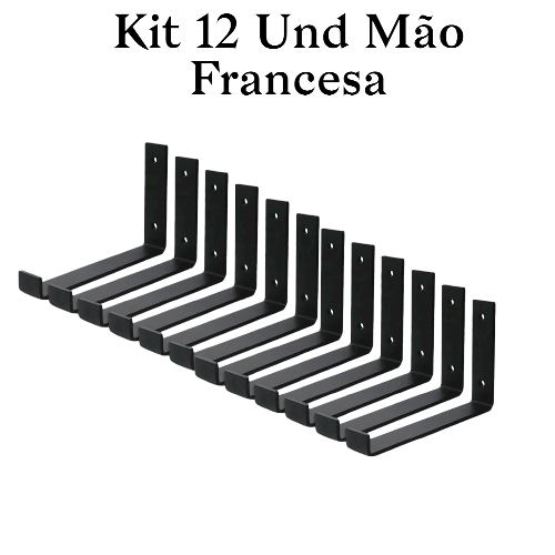 Mão Francesa Invertida 21cm Ferro Industrial Suporte Kit 12 peças Medcombo