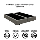 Ver imagem 2 de Cama Box Queen Bipartido 158×198 Cinza – Base Reforçada