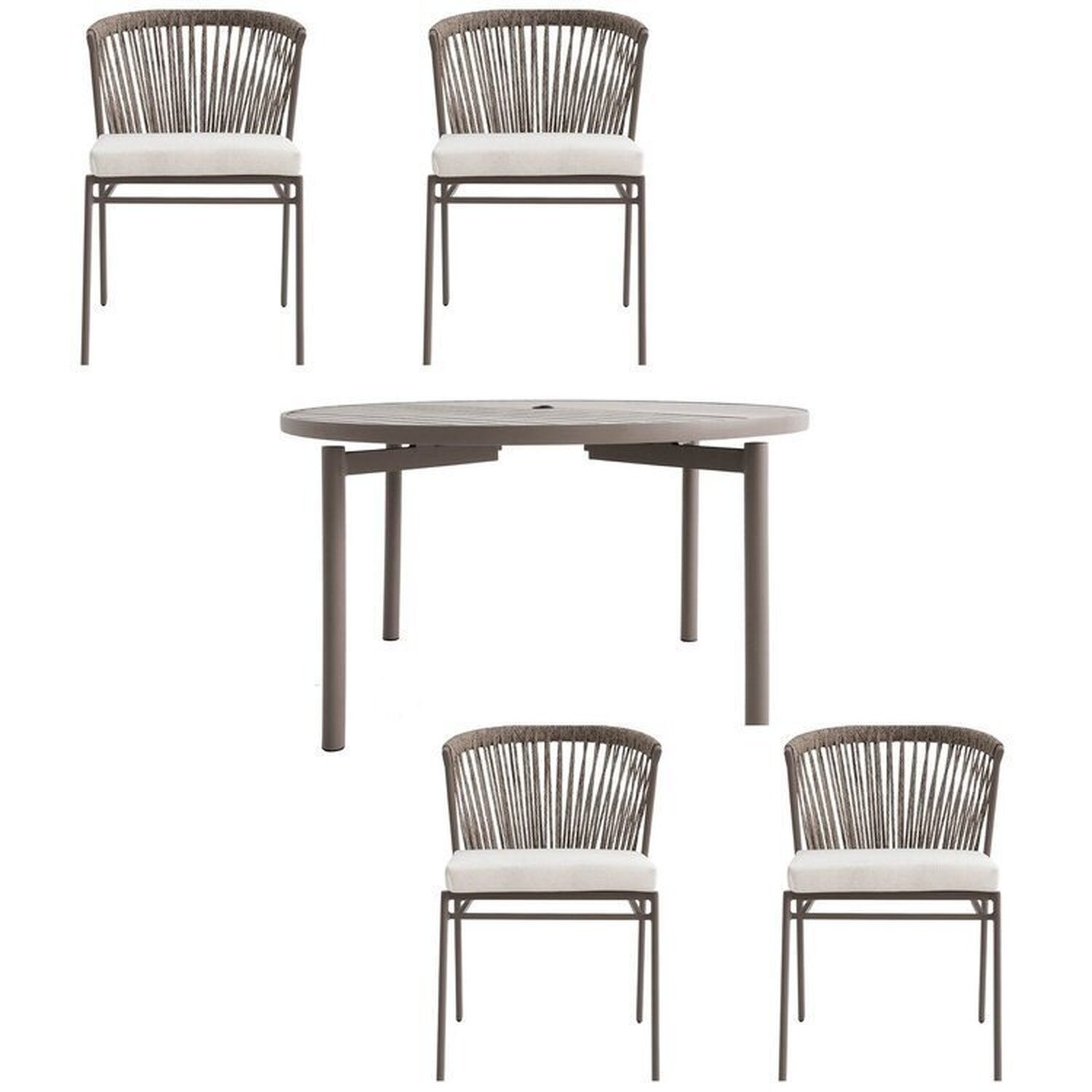 Conjunto Jardim e Varanda 1 Mesa Redonda 130cm 4 Cadeiras sem Braços Refúgio Cabecasa Madeiramadeira - 9