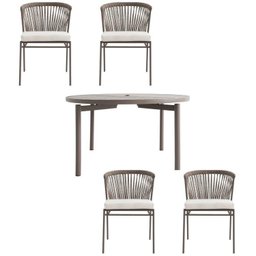 Conjunto Jardim e Varanda 1 Mesa Redonda 130cm 4 Cadeiras sem Braços Refúgio Cabecasa Madeiramadeira - 9