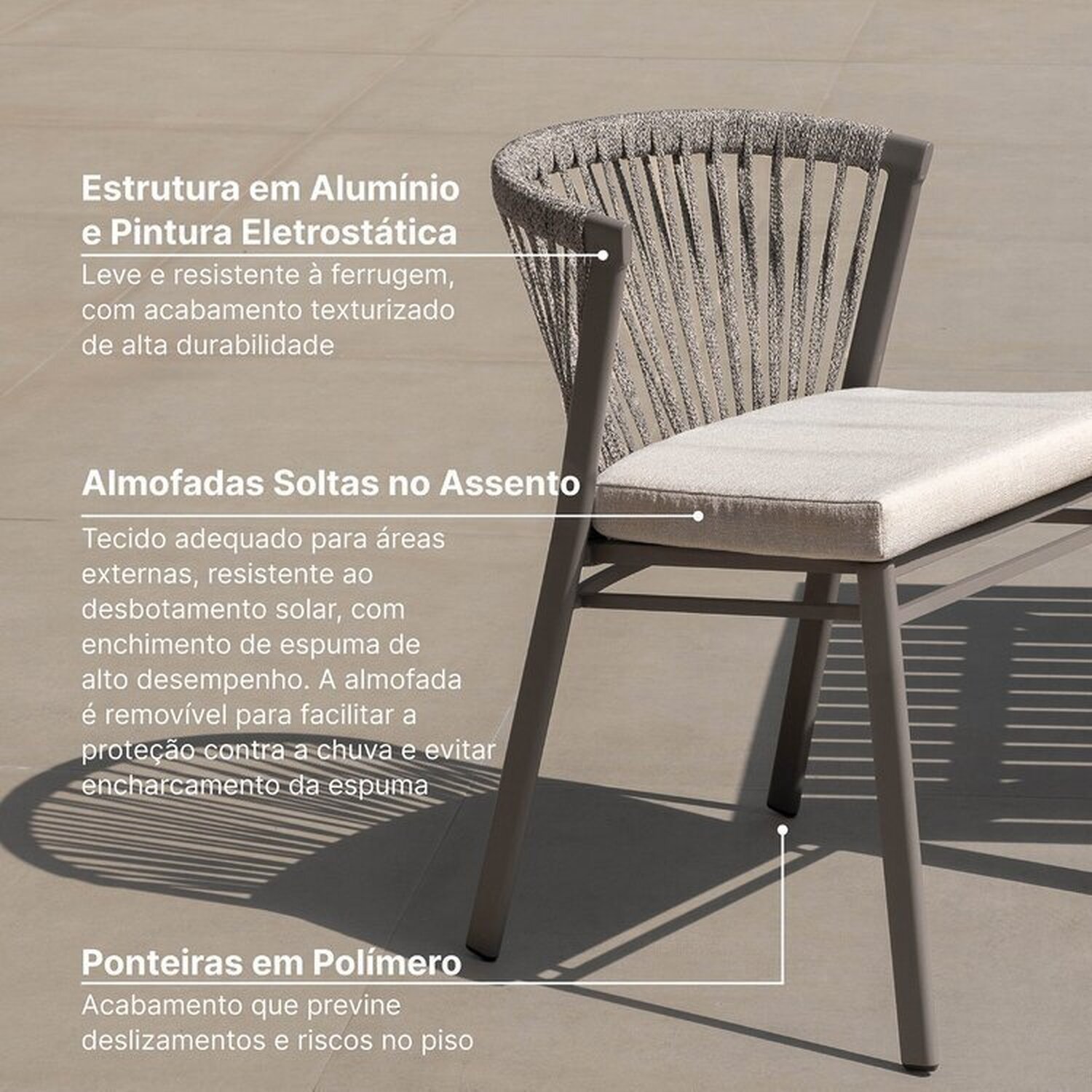 Conjunto Jardim e Varanda 1 Mesa Redonda 130cm 4 Cadeiras sem Braços Refúgio Cabecasa Madeiramadeira - 7