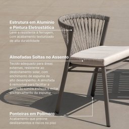 Conjunto Jardim e Varanda 1 Mesa Redonda 130cm 4 Cadeiras sem Braços Refúgio Cabecasa Madeiramadeira - 7
