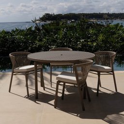 Conjunto Jardim e Varanda 1 Mesa Redonda 130cm 4 Cadeiras sem Braços Refúgio Cabecasa Madeiramadeira - 1