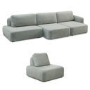 Ver imagem 1 de Conjunto Sala de Estar 1 Sofá Retrátil Modulado 312cm e 1 Poltrona Santiago Bouclê Cinza G89 - Gran