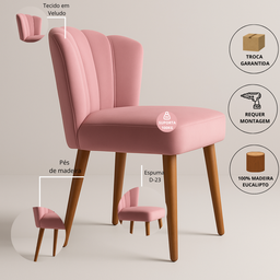 Cadeira Poltrona Pétala Sala Estar Penteadeira e Salão:rosa - 4