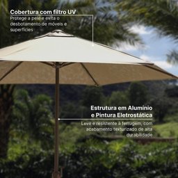Conjunto Jardim 1 Mesa Ø130cm 4 Cadeiras com Braços 1 Ombrelone Refúgio Cabecasa Madeiramadeira - 10