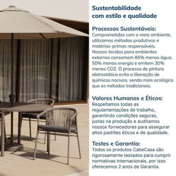 Conjunto Jardim 1 Mesa Ø130cm 4 Cadeiras com Braços 1 Ombrelone Refúgio Cabecasa Madeiramadeira - 14