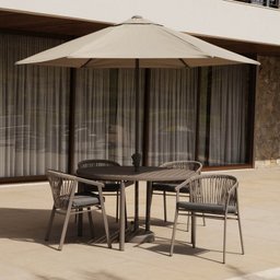 Conjunto Jardim 1 Mesa Ø130cm 4 Cadeiras com Braços 1 Ombrelone Refúgio Cabecasa Madeiramadeira - 1