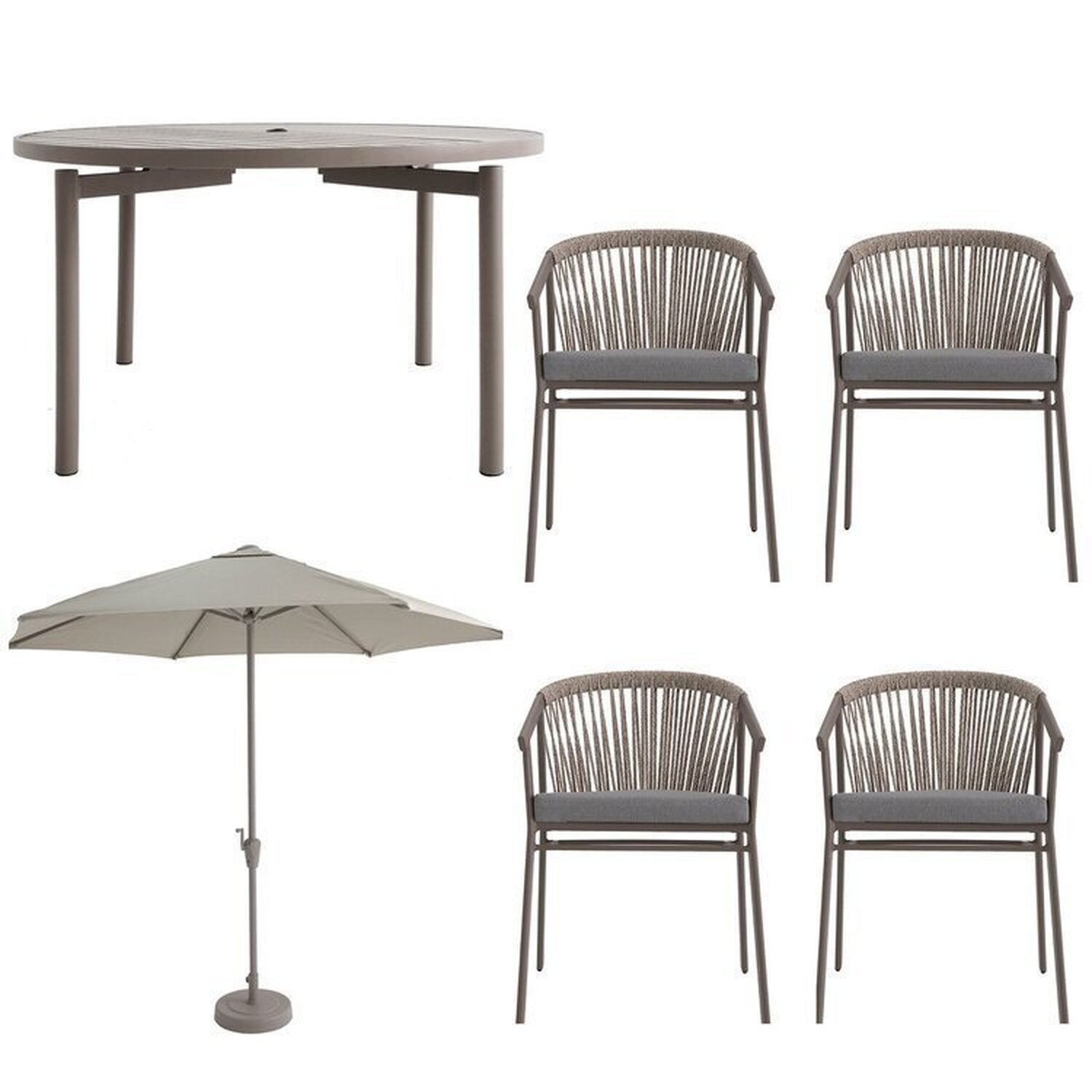 Conjunto Jardim 1 Mesa Ø130cm 4 Cadeiras com Braços 1 Ombrelone Refúgio Cabecasa Madeiramadeira - 13