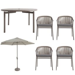 Conjunto Jardim 1 Mesa Ø130cm 4 Cadeiras com Braços 1 Ombrelone Refúgio Cabecasa Madeiramadeira - 13