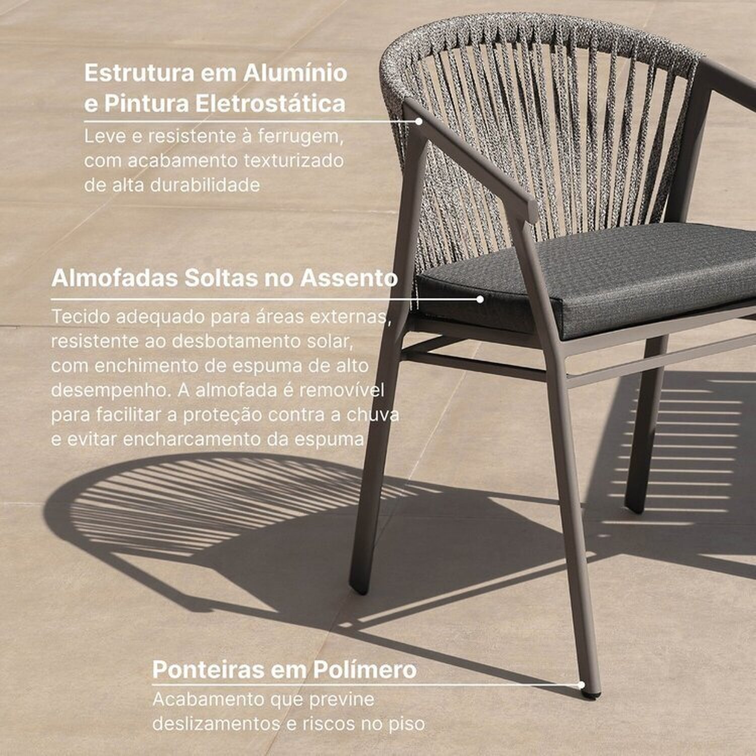 Conjunto Jardim 1 Mesa Ø130cm 4 Cadeiras com Braços 1 Ombrelone Refúgio Cabecasa Madeiramadeira - 8