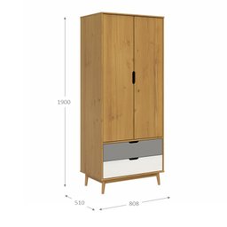 Armário 2 Portas 2 Gavetas em Madeira Maciça Linha Nórdica Yescasa  - 3
