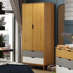 Armário 2 Portas 2 Gavetas em Madeira Maciça Linha Nórdica Yescasa  - 1