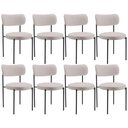 Ver imagem 1 de Kit 08 Cadeiras Estofadas para Sala de Jantar Louise L02 Linho Bege - Lyam Decor