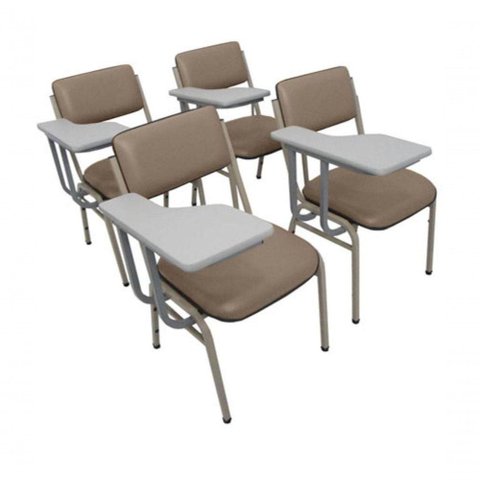Kit com 4 Cadeiras para Auditórios Linha Hotel Smart Bege
