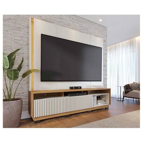 Estante Home Theater Ambiente Jordão com Pés Off White Freijó - Colibri