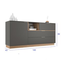 Cômoda 140 Cm 3 Gavetas 1 Porta - 5