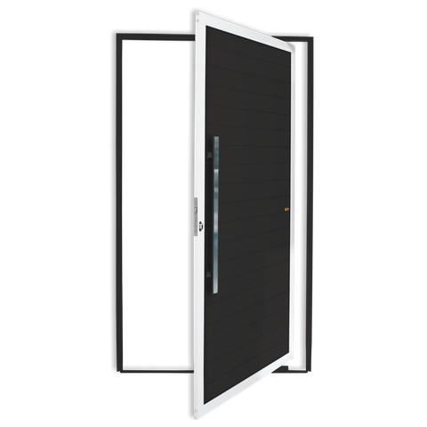 Porta Pivotante Alumínio Lambril c/Puxador e.Mix Preto 120 Brimak