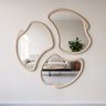 Conjunto 3 Espelhos Orgânicos Moldura em MDF Textura Pietra Miraggio - 2