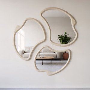 Conjunto 3 Espelhos Orgânicos Moldura em Mdf Pietra Miraggio