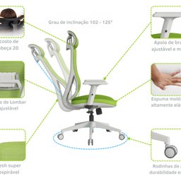 Cadeira Escritório Presidente NR17 Ergonômica Tela Mesh Sigma - 6
