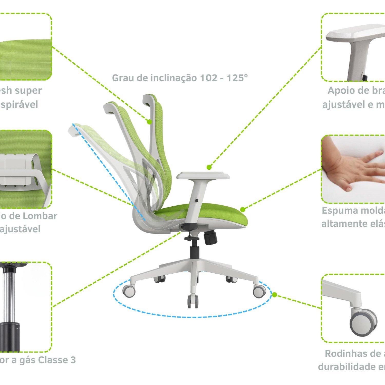 Cadeira Ergonômica de Escritório Sigma Com NR17 - 5