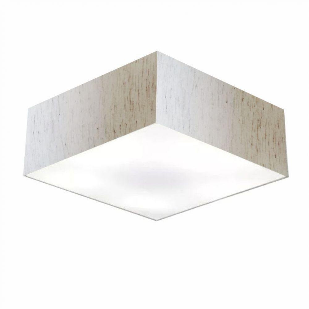 Plafon Quadrado Cúpula em Tecido 15/50x50 Bivolt Linho Bege - 1