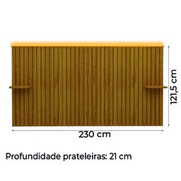 Cabeceira Ripada Ripa Autentica com Led 140/160 Nobre Naturale - Gelius - 3