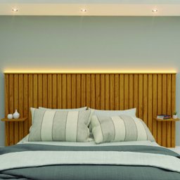 Cabeceira Ripada Ripa Autentica com Led 140/160 Nobre Naturale - Gelius - 2